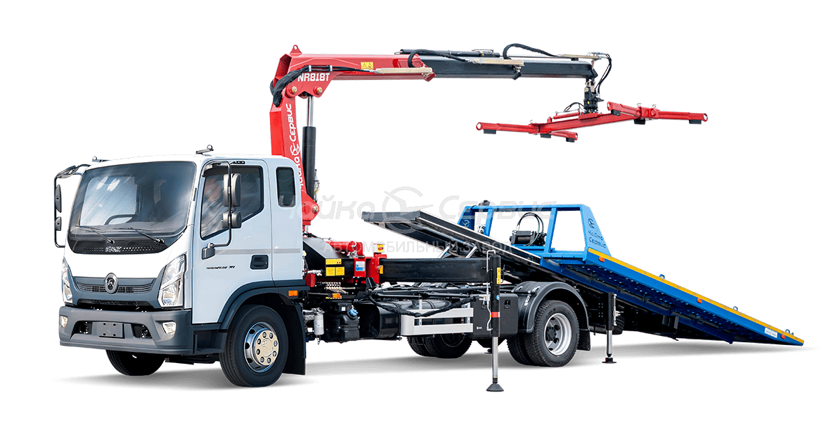 Эвакуатор Валдай 12 с КМУ Чайка NR818T 2S и сдвижной платформой