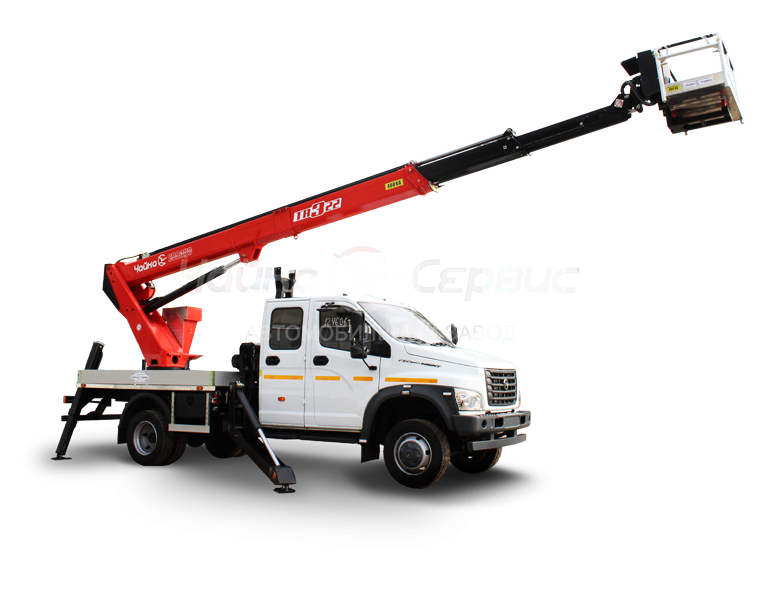 Автогидроподъёмник телескопический (стрела над кабиной) ГАЗон NEXT (ГАЗ-С42R33) с двухрядной кабиной АГП Чайка TR-322