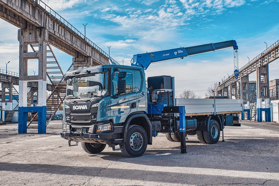 Scania P380 с КМУ Чайка-Tadano