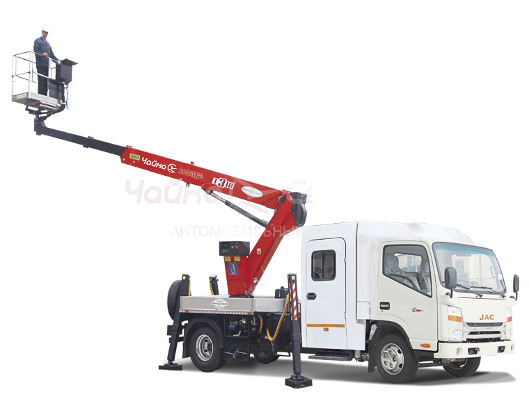 Автогидроподъёмник телескопический (стрела за кабиной) JAC N80 c 7-местной двухрядной кабиной "Тайга"