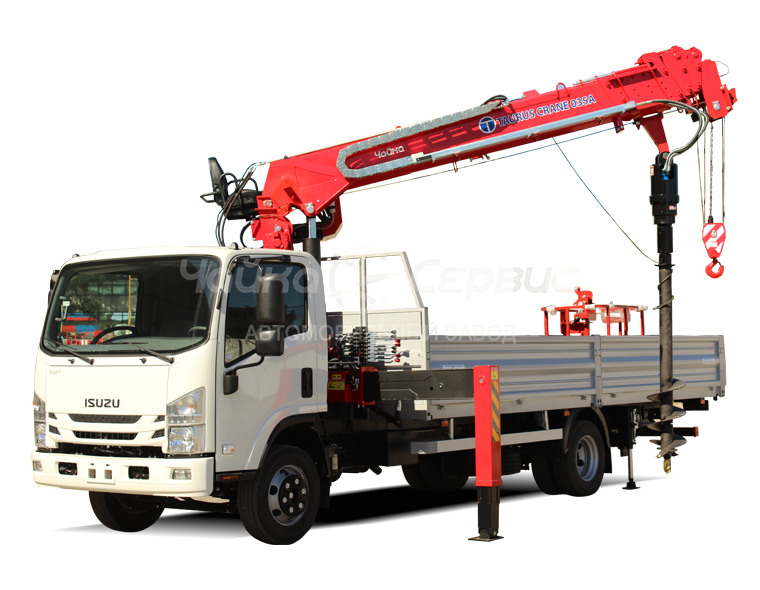 Кран-манипулятор ISUZU NPR75 c КМУ Taurus 035A и буром