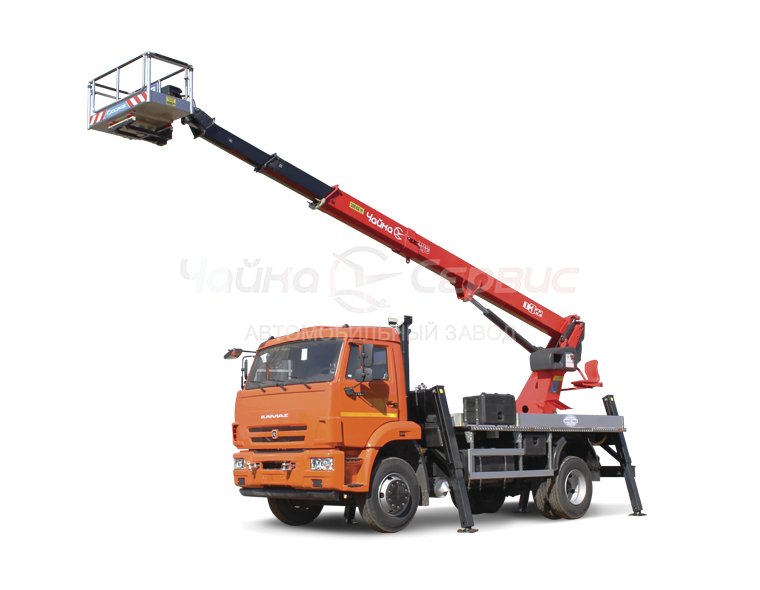 Автогидроподъёмник телескопический (стрела над кабиной) КАМАЗ-43253 с АГП Чайка TR-322, TR328
