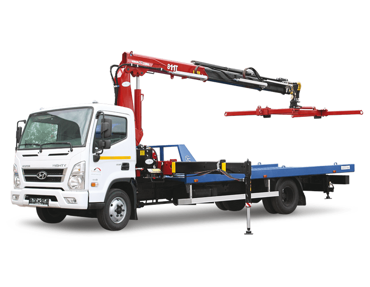 Эвакуатор Hyundai Mighty с прямой платформой с КМУ Чайка NR811T 2S