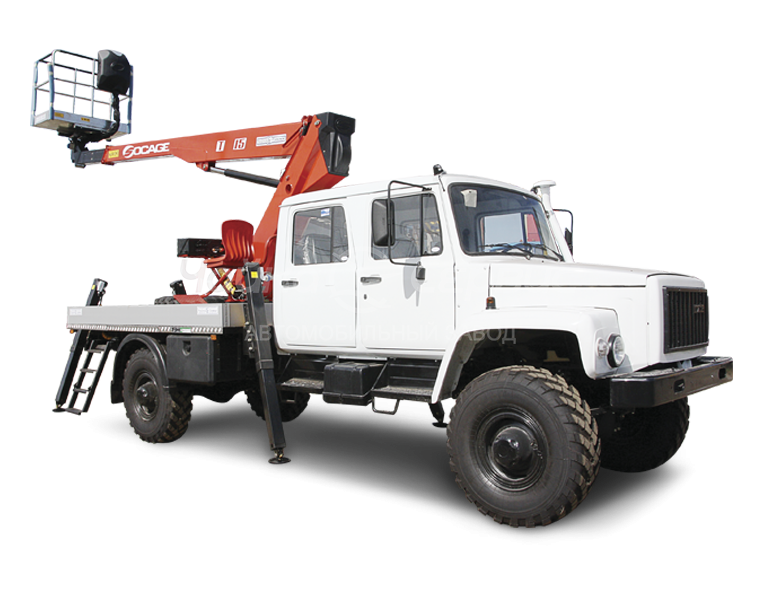 Автогидроподъёмник телескопический (стрела за кабиной) ГАЗ-33081 с двухряжной кабиной и АГП Чайка Т318, Т315