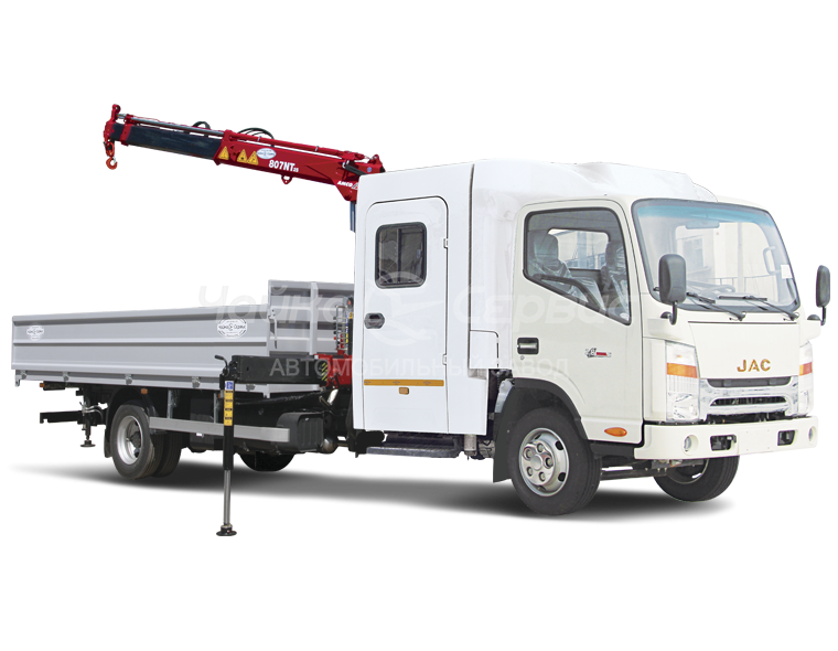 Кран-манипулятор JAC N80 c 7-местной двухрядной кабиной "Тайга" и КМУ Чайка NR