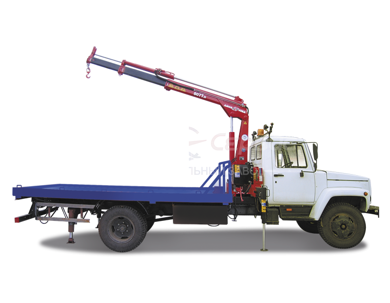 Эвакуатор ГАЗ-3309 с краном-манипулятором и прямой платформой