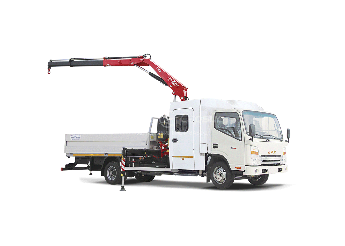 Кран-манипулятор JAC N80 c 7-местной двухрядной кабиной "Тайга" и КМУ Чайка-Fassi